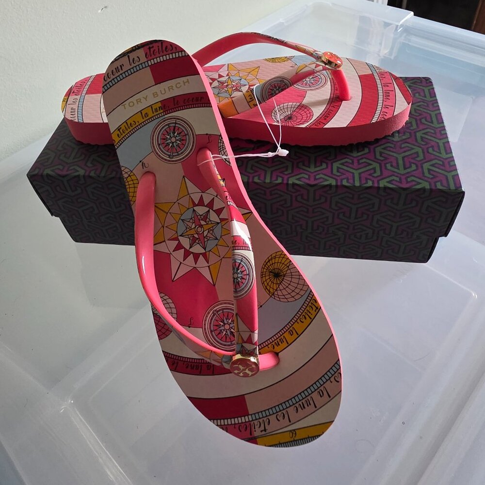 Tory Burch Pink Constellation Flip Flops